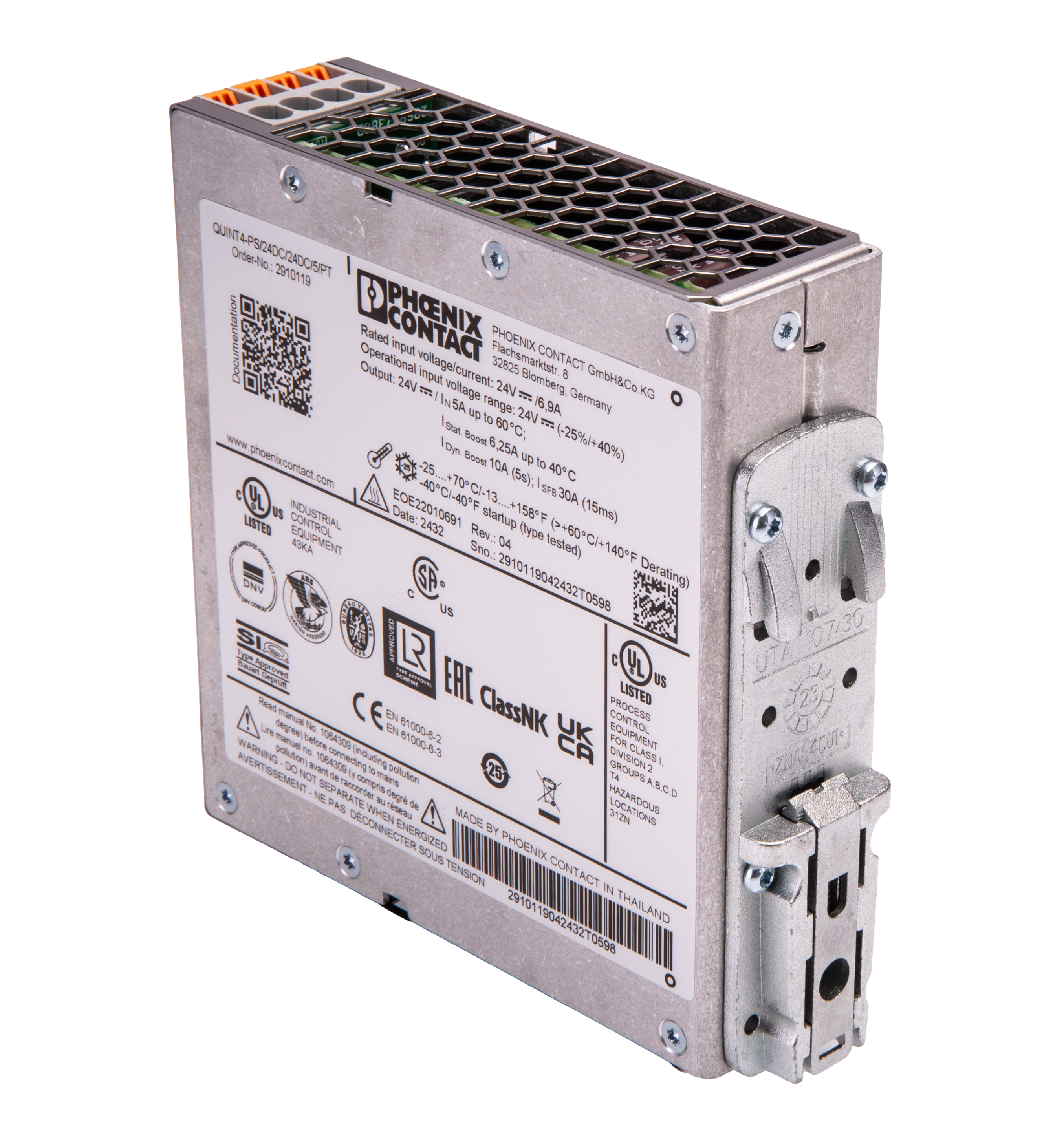 Phoenix Contact QUINT4-PS/24DC/24DC/5/PT DC-DC Converter, 24V dc/ 5A Output, 24 V dc Input, 10W, DIN Rail Mount, +70°C