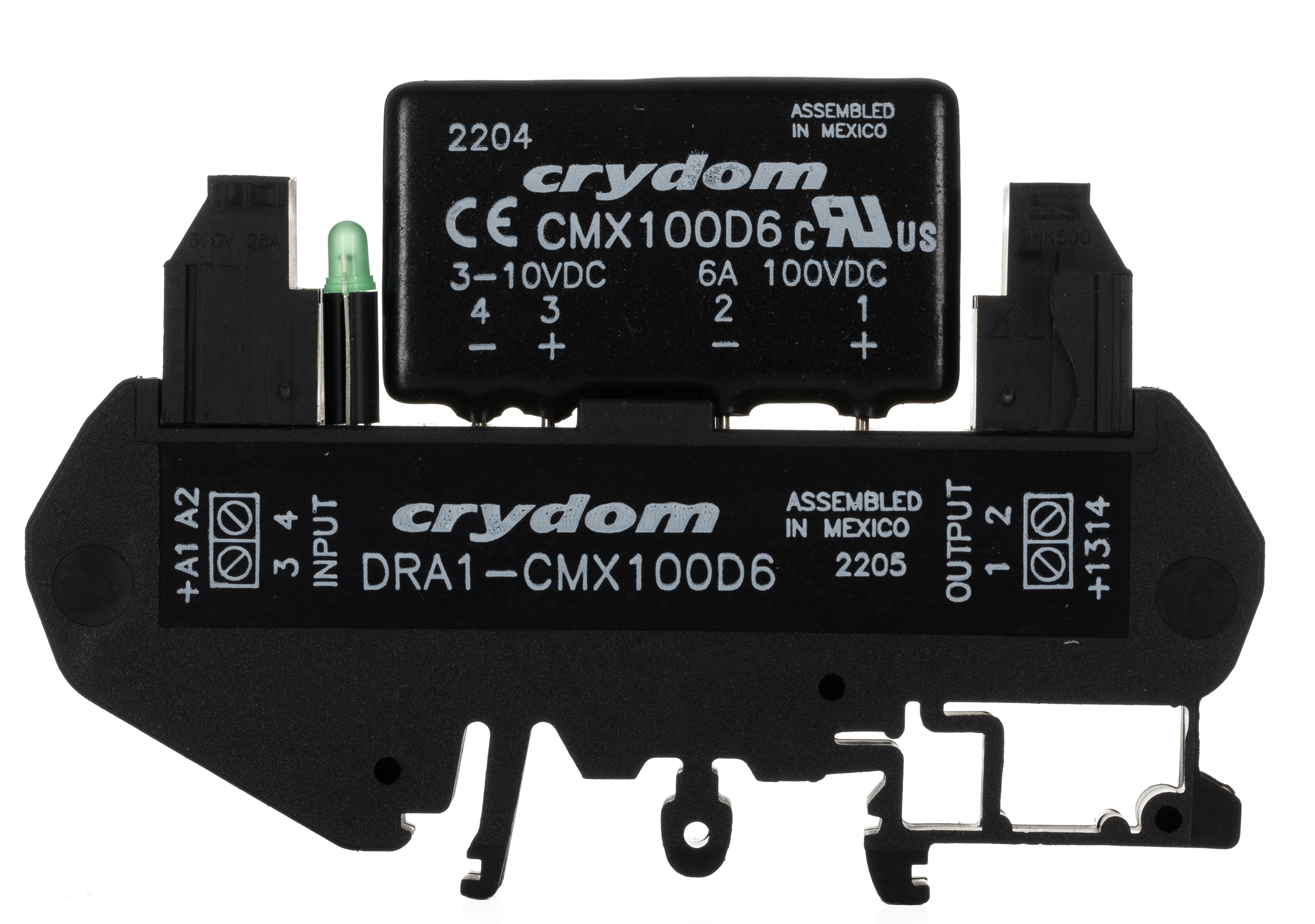 Sensata Crydom DRA Series Solid State Interface Relay, 10 V dc Control, 6 A Load, DIN Rail Mount