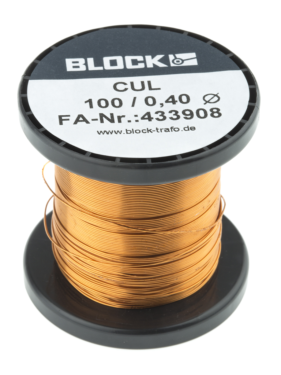 Block 0.4mm Enamelled Copper Wire, 26 AWG 69m Reel