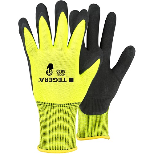Tegera TEGERA Yellow, Black Spandex, Polyester Spandex, Polyester Work Gloves, Size 12, Nitrile Foam Coating