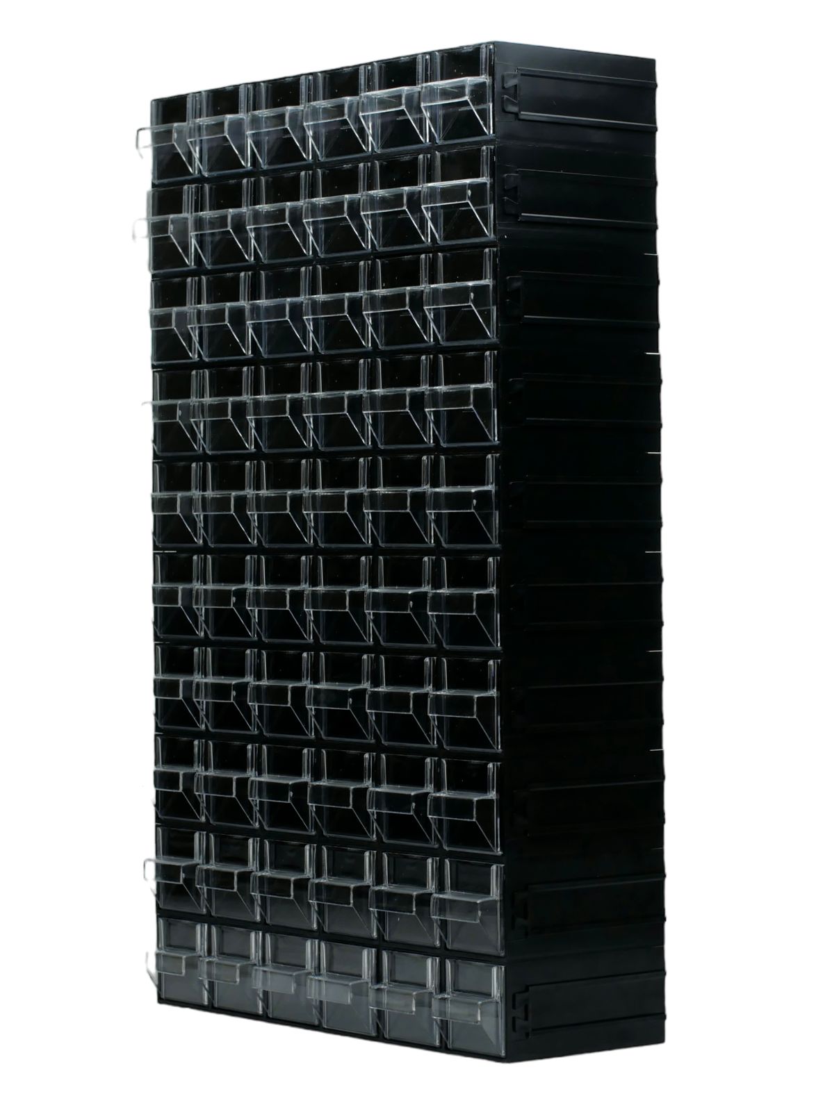 RS PRO 60 Drawer Storage Unit, Polystyrene, 560mm x 338mm x 133mm, Black, Transparent