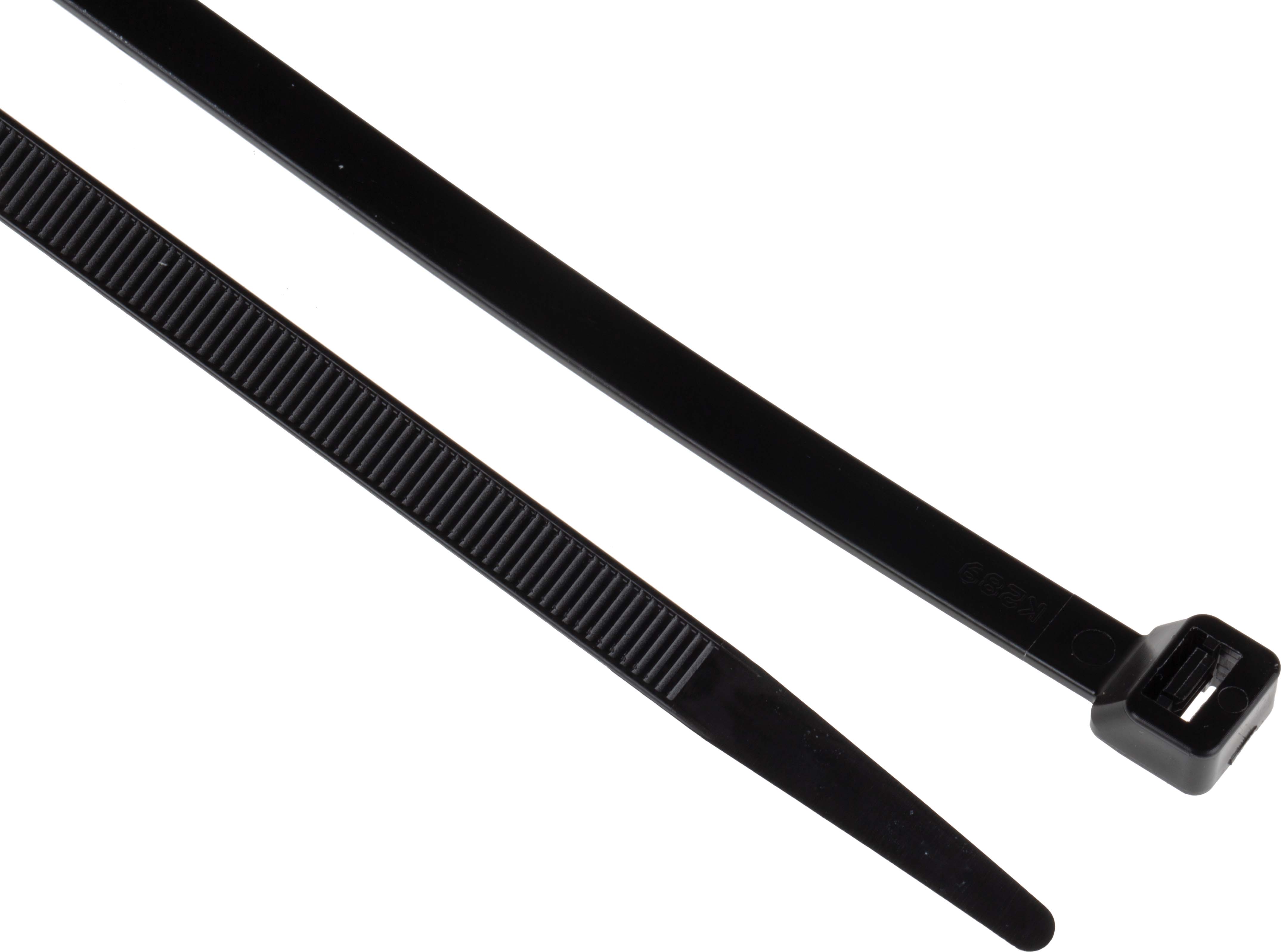 RS PRO Cable Tie, 380mm x 7.6 mm, Black Nylon, Pk-100