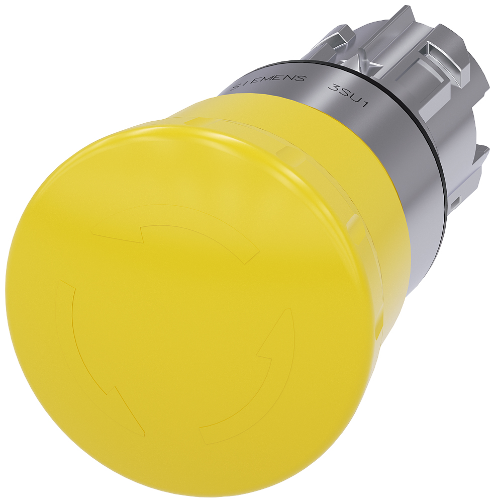 Siemens SIRIUS ACT 3SU10 Series Yellow Latching Push Button Head, 22mm Cutout, IP66, IP67, IP69K