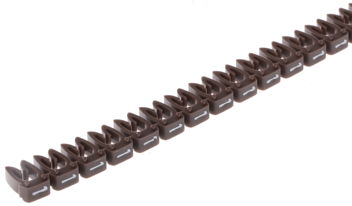 Legrand Clip On Cable Markers, Brown, Pre-printed "1", 2.8 → 3.8mm Cable, 0 382 21