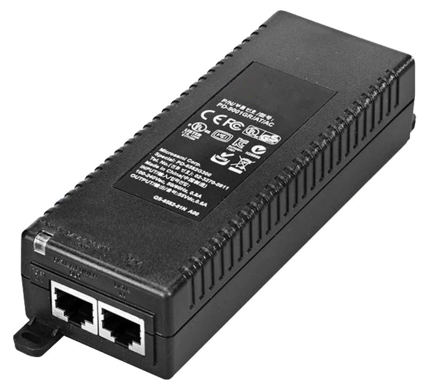 Microchip Single Port POE Injector, 100 → 240V ac Input, 55V dc Output, 30W