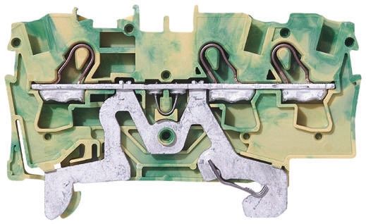 WAGO 2004-1307 TOPJOB S, 2004 Series Green/Yellow, 4mm², Single-Level, Push-In Cage Clamp Termination, ATEX, IECEx