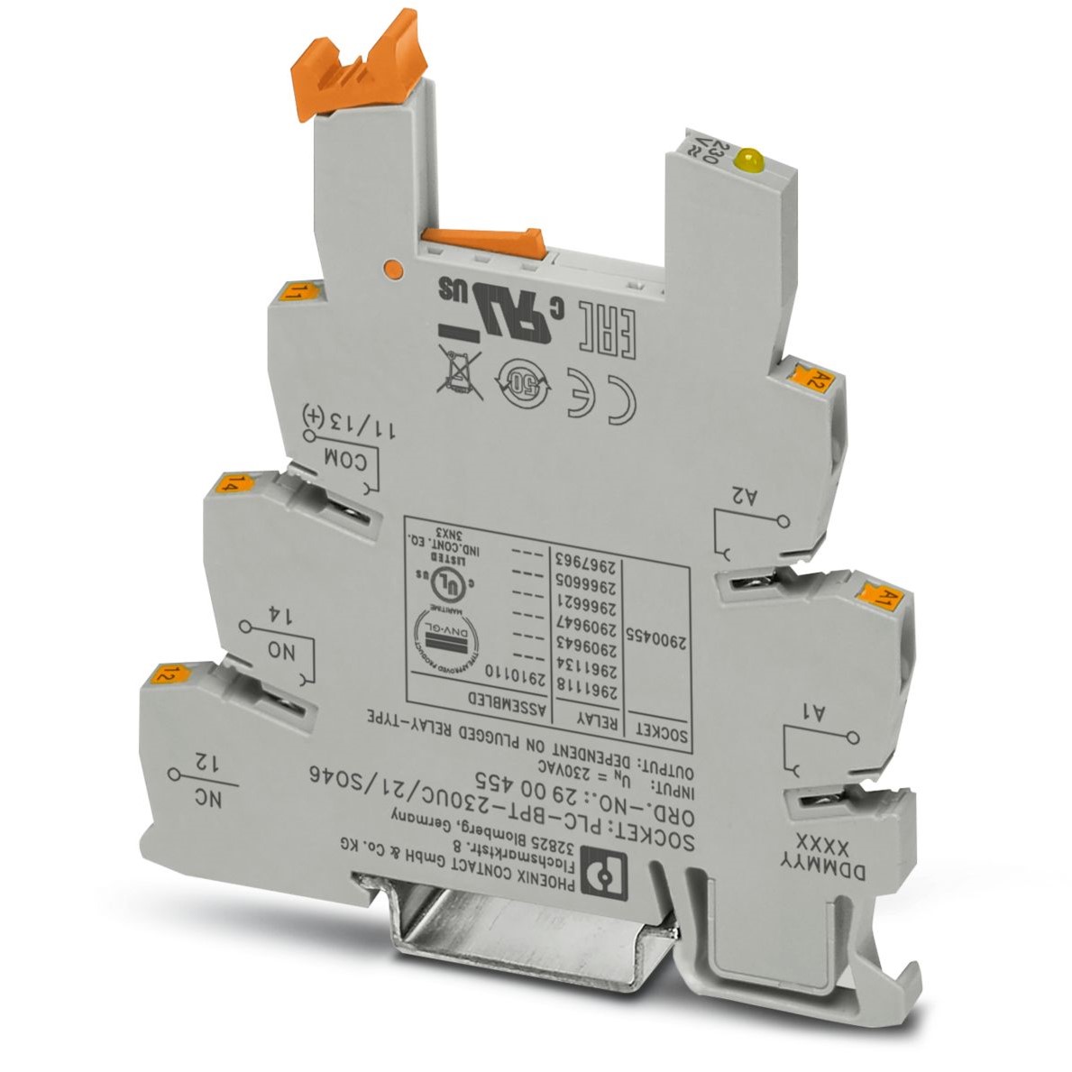 Phoenix Contact PLC-BPT-230UC/21/SO46 DIN Rail Relay Socket