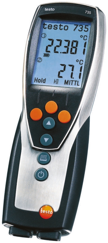 Testo 735-1 Wired Digital Thermometer, PT100 Probe, 3 Input(s), +1760°C Max, 0.2 % Accuracy - With RS Calibration
