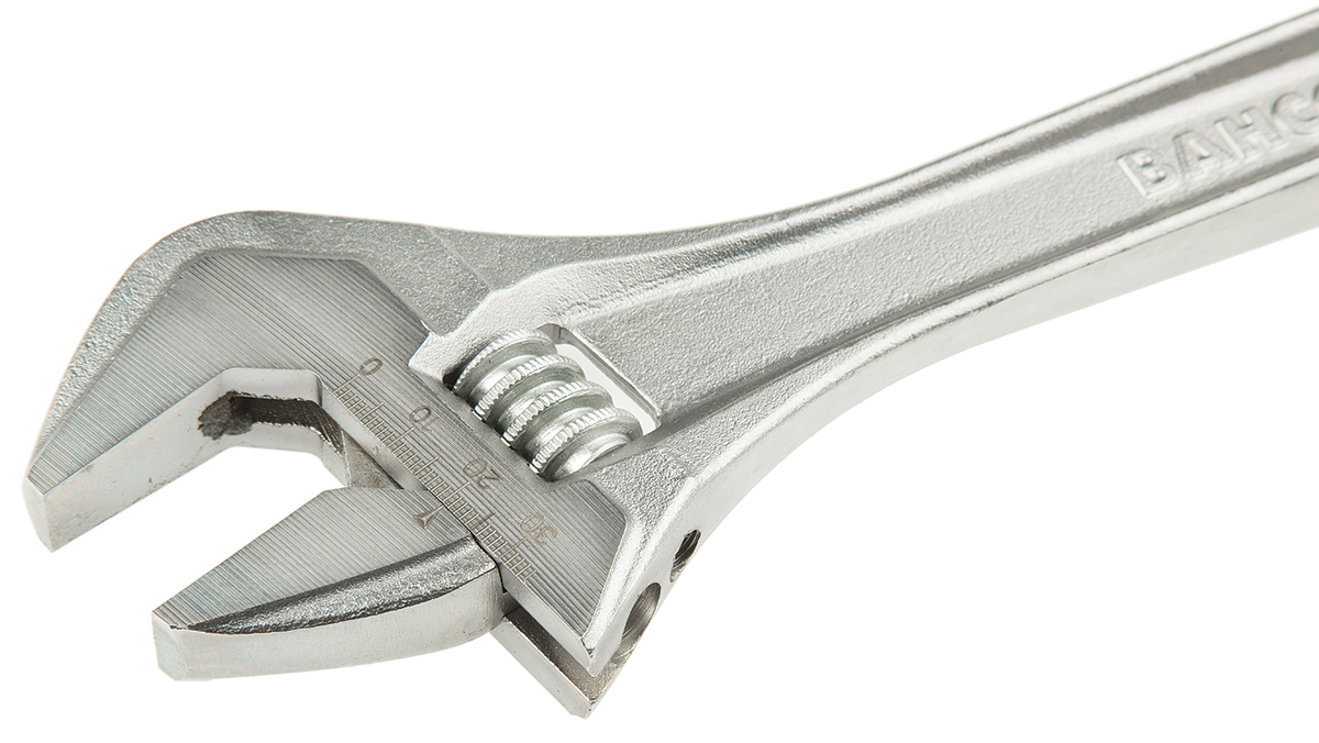 Bahco Adjustable Spanner, 305 mm Overall, 34mm Jaw Capacity, Metal Handle
