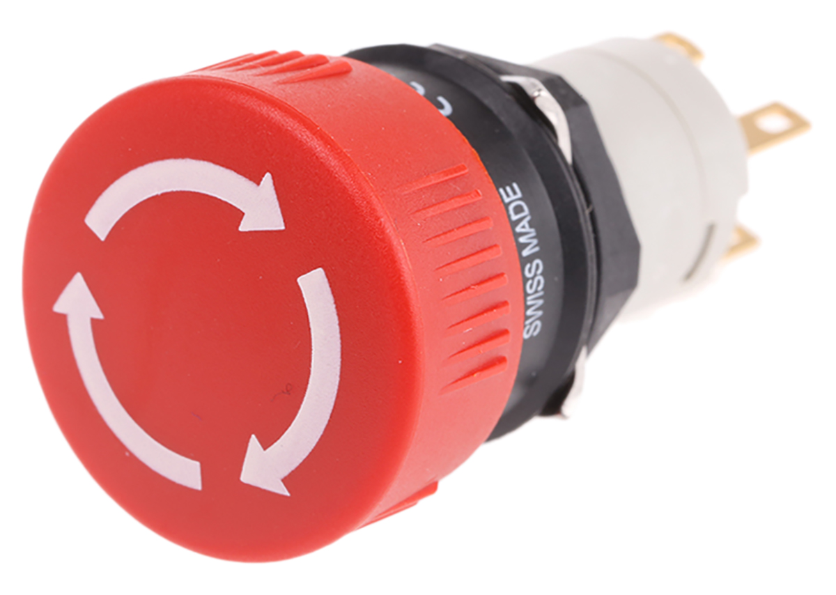 EAO 51-253 Series Maintained Emergency Stop Push Button, Panel Mount, SPDT, IP65