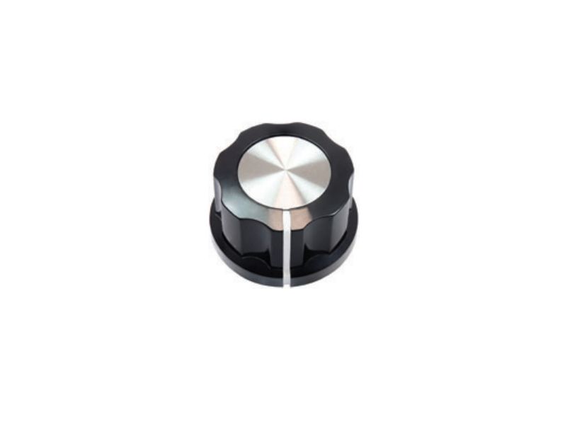 Vishay 20mm Black Potentiometer Knob for 6.35mm Shaft Round Shaft, ACCKIS2012NLD14