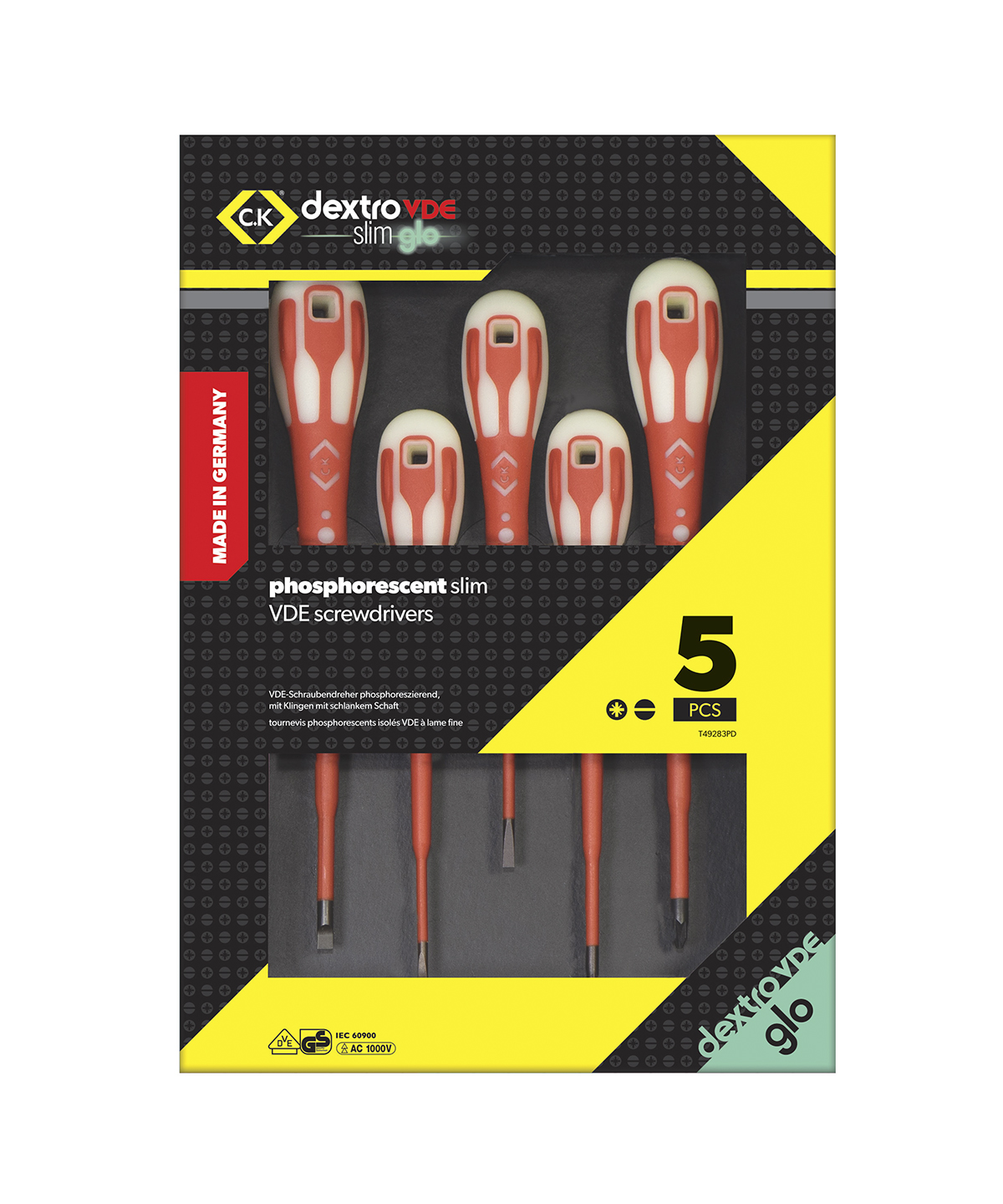 CK T49283PD Pozidriv; Slotted Insulated Screwdriver Set, 5-Piece