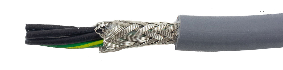 Alpha Wire Ecogen Ecoflex PUR Control Cable, 5 Cores, 0.24 mm² 24 AWG, Screened, 30 m, Grey Modified Polyphenylene Ether