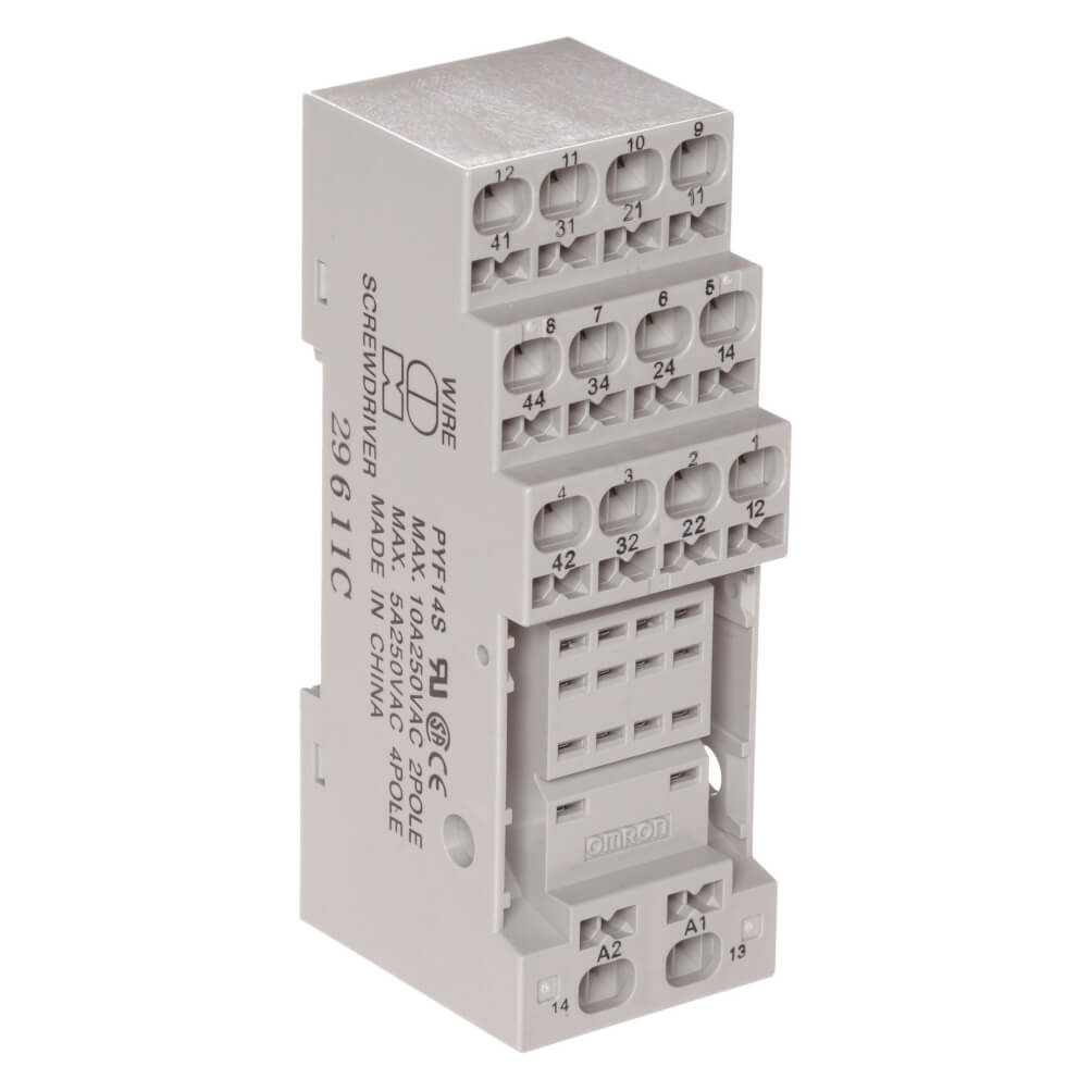 Omron 14 Pin 250V ac DIN Rail Relay Socket, for use with MY2 Series, MY4 Series