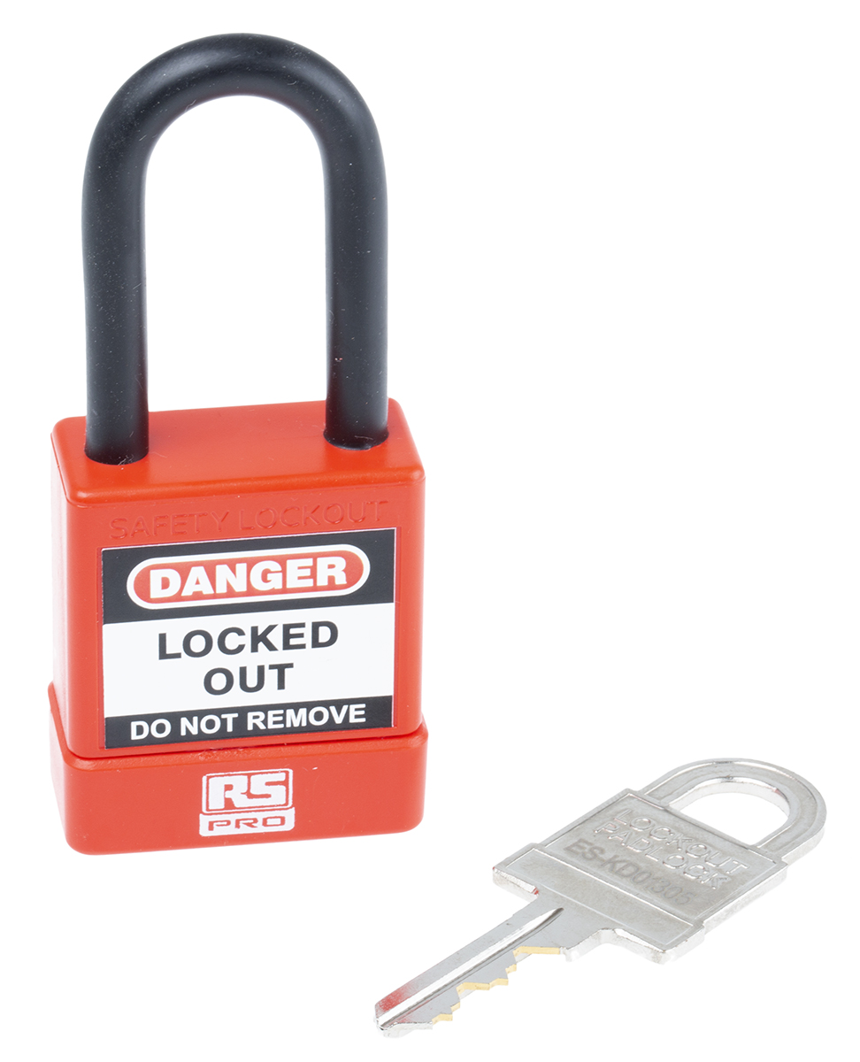 RS PRO Red 1-Lock ABS, Steel, PVC Safety Lockout Padlocks, 6mm Shackle, 46mm Attachment