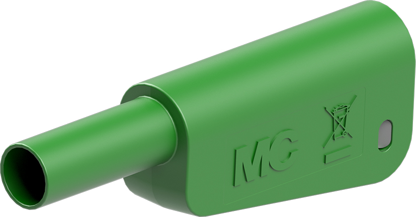 Staubli Green Plug Test Plug, Solder Termination, 32A, 1kV, Gold Plating
