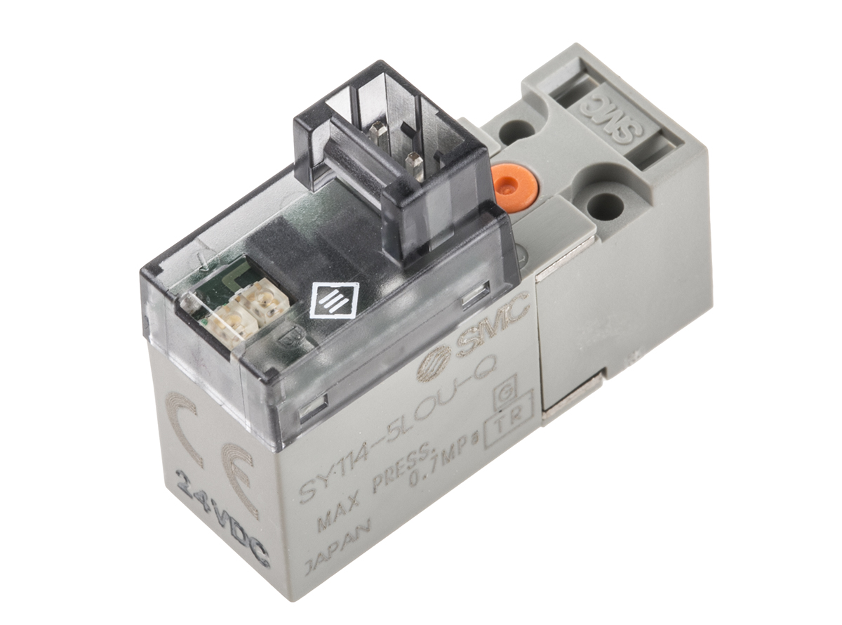 SMC 3/2 Pneumatic Control Valve - Solenoid/Spring SY100 Series 24V dc