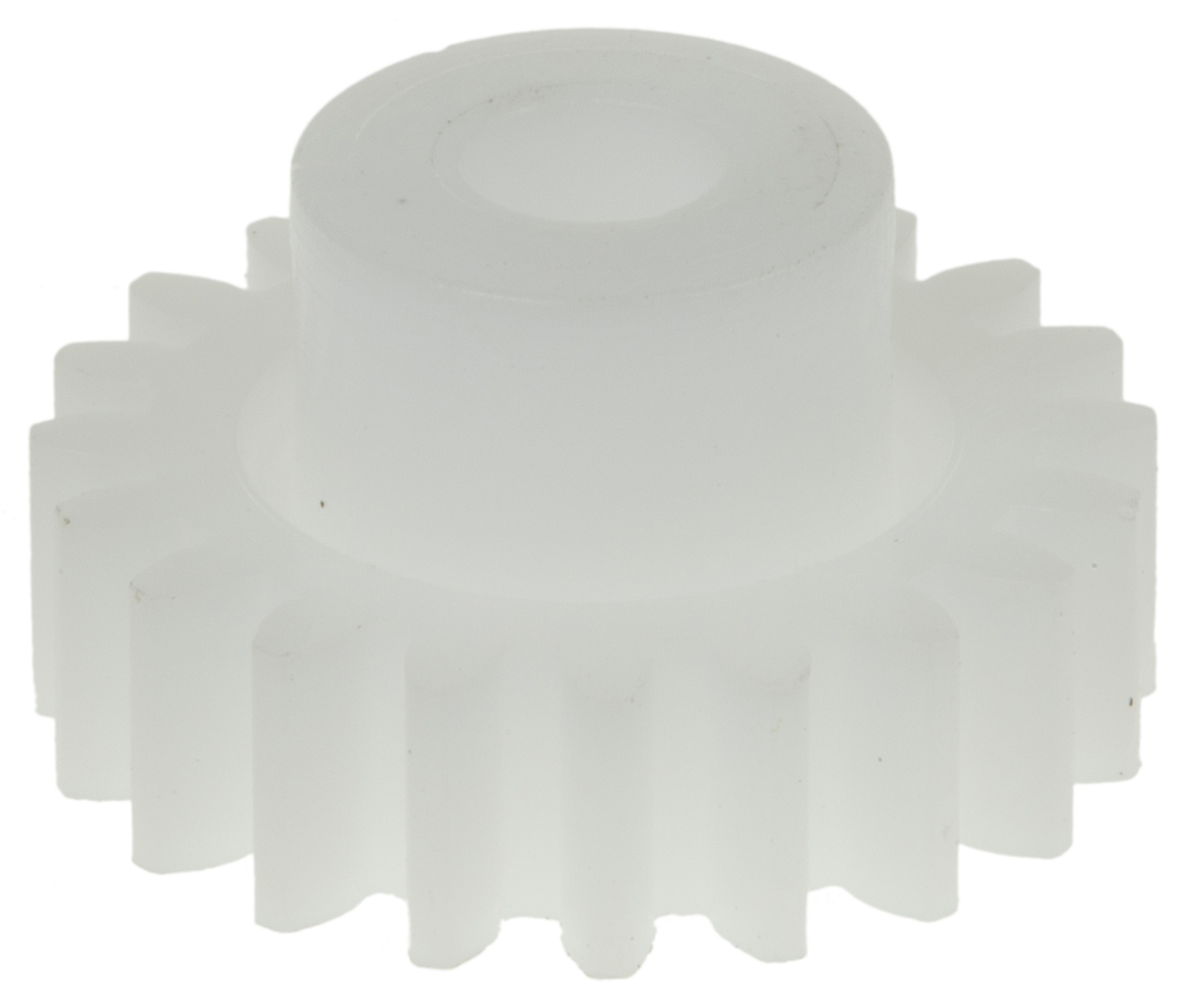 RS PRO POM 20 Teeth Spur Gear, 1 Module, 5mm Bore Diam, 20mm Pitch Diam, 11.7mm Hub Diam