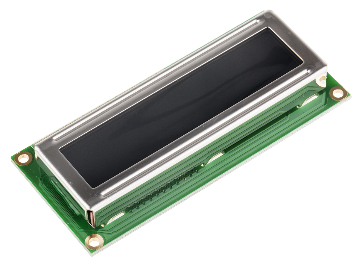 Displaytech 162D-CC-BC-3LP Alphanumeric LCD Display, White on Black, 2 Rows by 16 Characters, Transflective