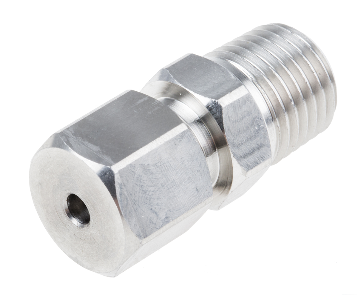 RS PRO 1/4 NPT Compression Fitting for Use with Thermocouple or PRT Probe, 1/8in Probe, RoHS Compliant Standard