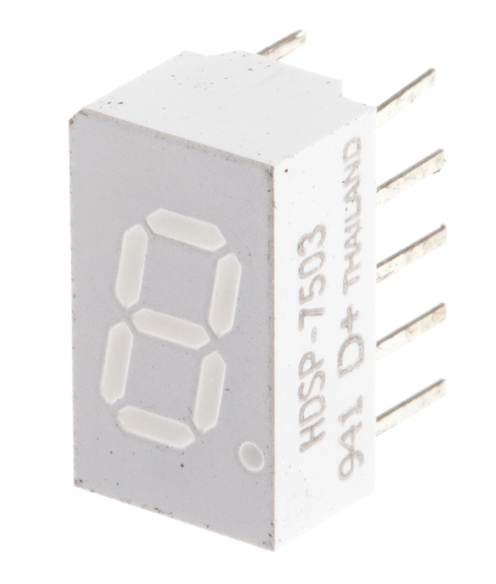 HDSP-7503-CD000 Broadcom 7-Segment LED Display, CC Red 5.4 mcd RH DP 7.6mm