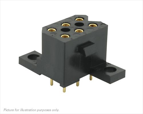 Souriau Sunbank by Eaton SMS Series Straight PCB Mount PCB Socket, 6-Contact, 2-Row, 5.08mm Pitch, Solder Termination