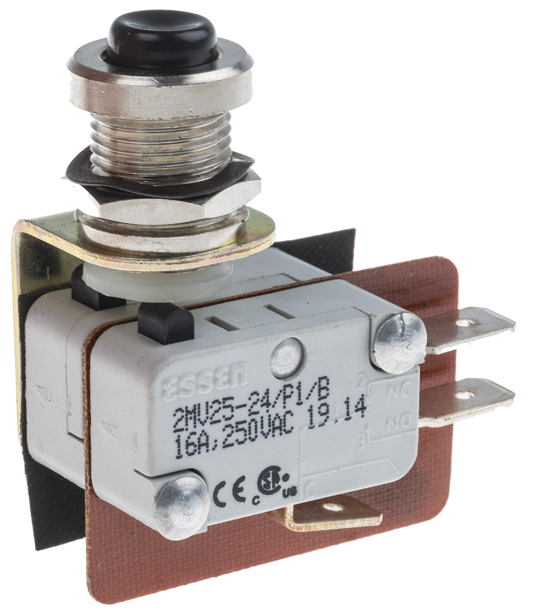 RS PRO Button Micro Switch, Quick Connect Terminal, 16 A @ 250 V ac, DPST