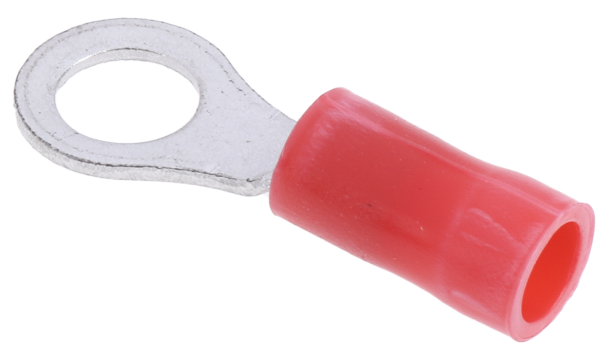 TE Connectivity, PLASTI-GRIP Insulated Ring Terminal, M5 Stud Size, 0.26mm² to 1.65mm² Wire Size, Red