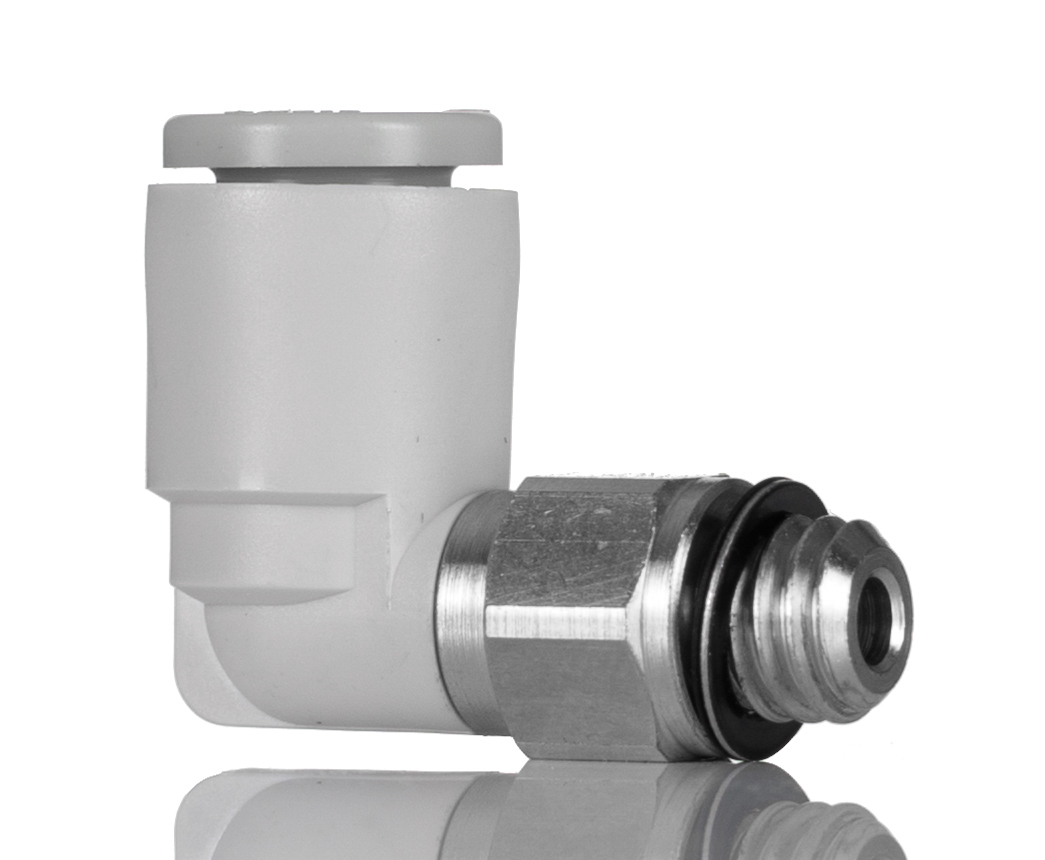 SMC KQ2 Series Elbow Threaded Adaptor, M3 Male to Push In 4 mm, Threaded-to-Tube Connection Style