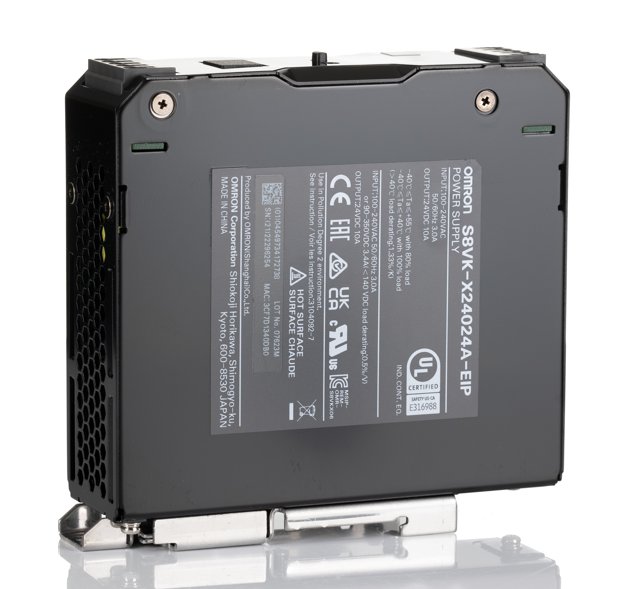 Omron S8VK-X Switched Mode DIN Rail Power Supply, 100 → 240V ac ac Input, 24V dc dc Output, 10A Output, 240W