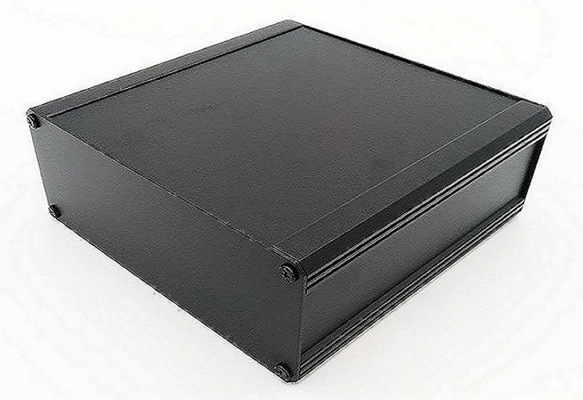 RS PRO Black Extruded Aluminium Heat Sink Case, IP40, Black Lid, 300 x 100 x 175mm
