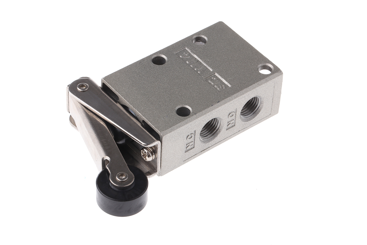 SMC Roller Lever 3/2 Pneumatic Manual Control Valve VM400 Series, Rc 1/8, 1/8in, III B