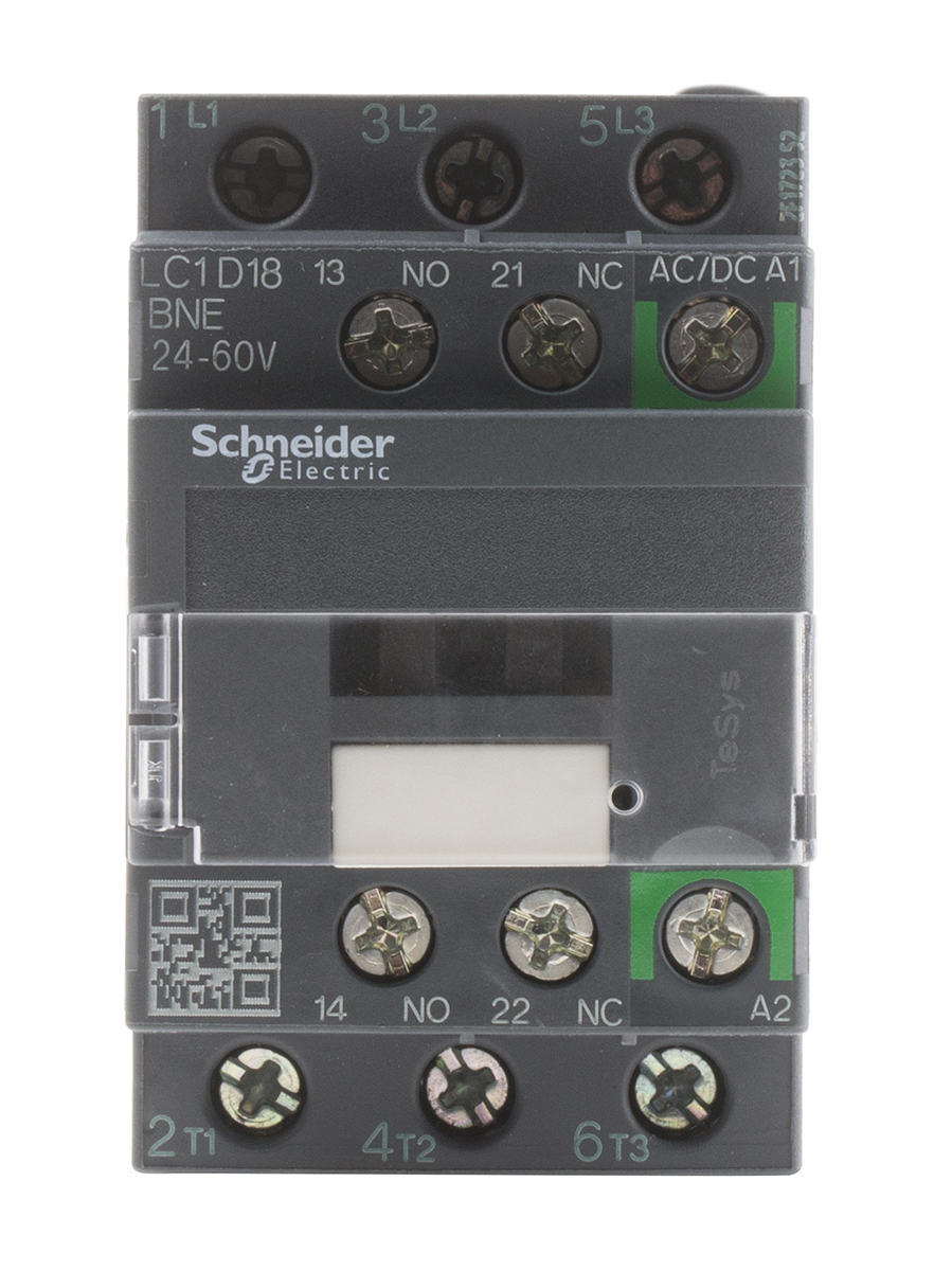 Schneider Electric LC1D Series Contactor, 24 V ac/dc Coil, 3-Pole, 18 A, 7.5 kW, 3NO, 690 V ac