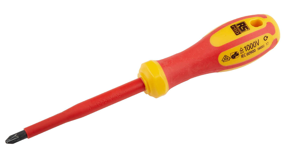 RS PRO Pozidriv Insulated Screwdriver, MOD2 Tip, 80 mm Blade, VDE/1000V, 190 mm Overall