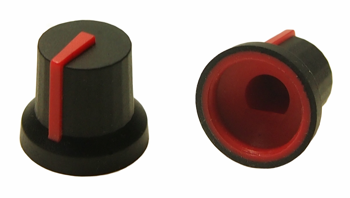 RS PRO 16.2mm Black Potentiometer Knob for 6mm Shaft D Shaped