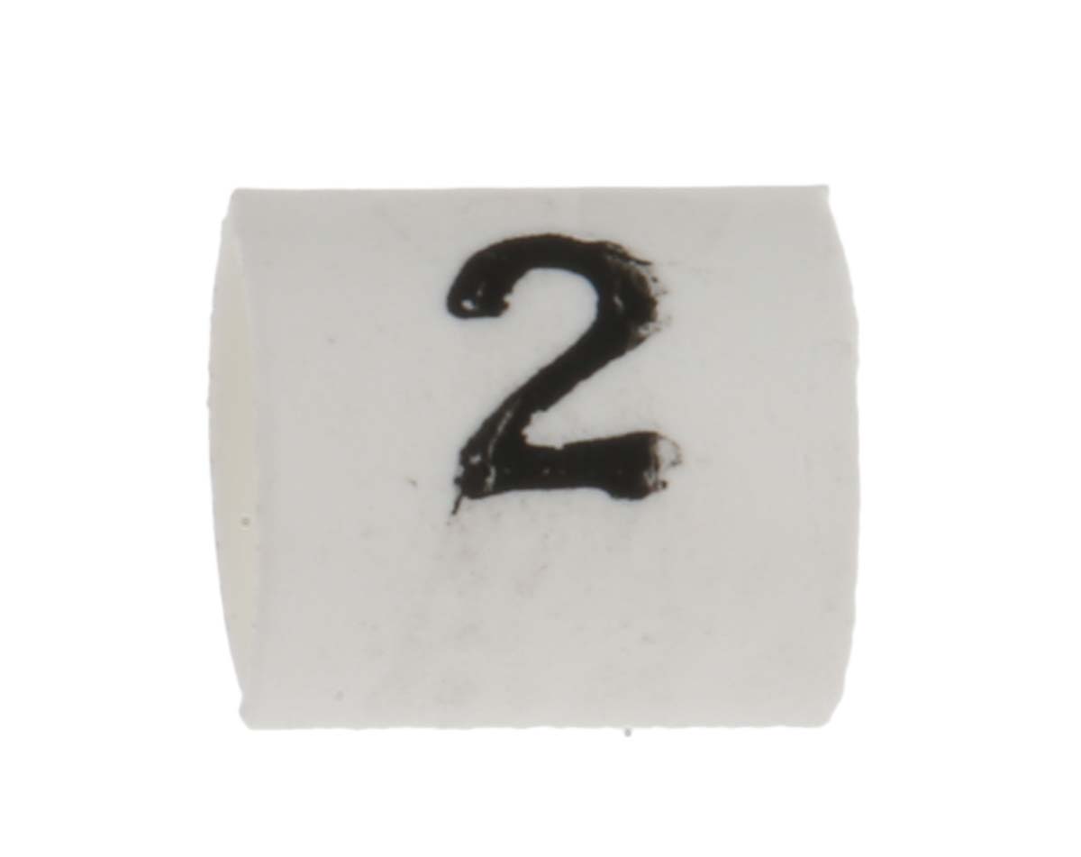TE Connectivity Heat Shrink Cable Markers, White, Pre-printed "2", 1 → 3mm Cable, TRSA-1019/C/1/2