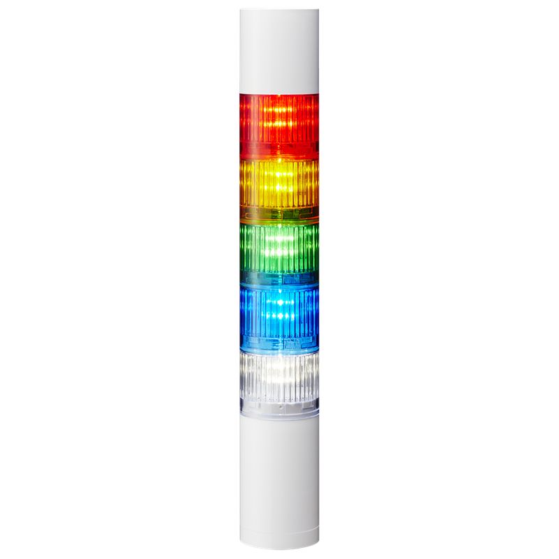 Patlite LR5 Series Amber, Blue, Green, Red, White Buzzer Signal Tower, 5 Lights, 24 V dc, Direct Mount