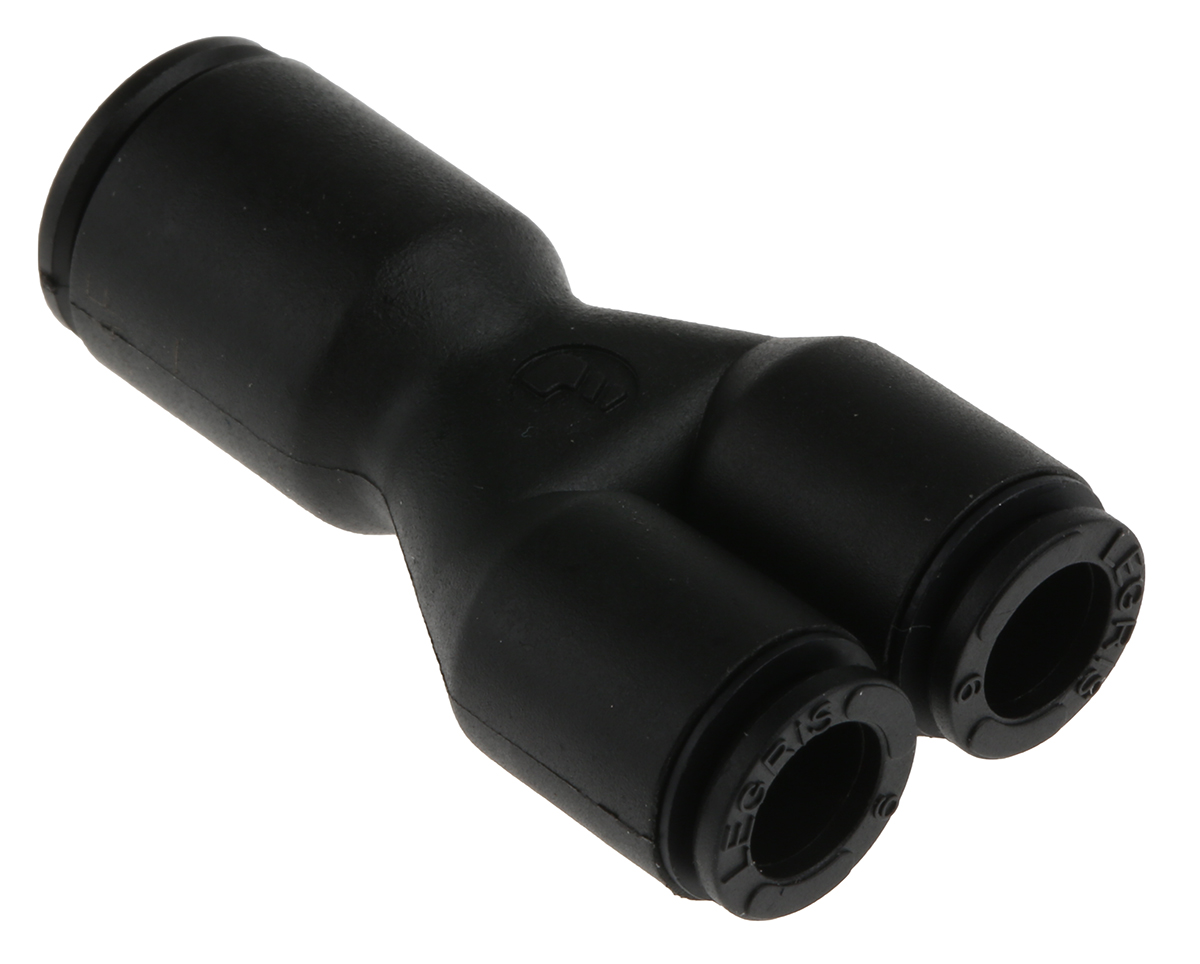 Legris LF3000 Series Y Tube-to-Tube Adaptor, Push In 6 mm to Push In 6 mm, Tube-to-Tube Connection Style