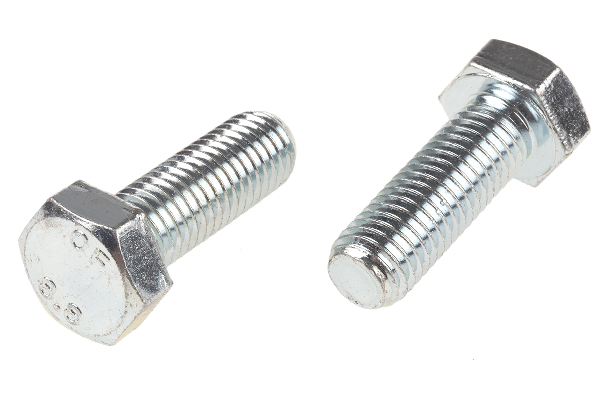 RS PRO Bright Zinc Plated Steel, Hex Bolt, M14 x 40mm