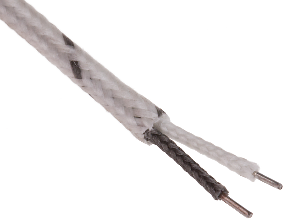 RS PRO Type J Thermocouple & Extension Wire, 20m, Unscreened, Glass Fibre Insulation, +600°C Max