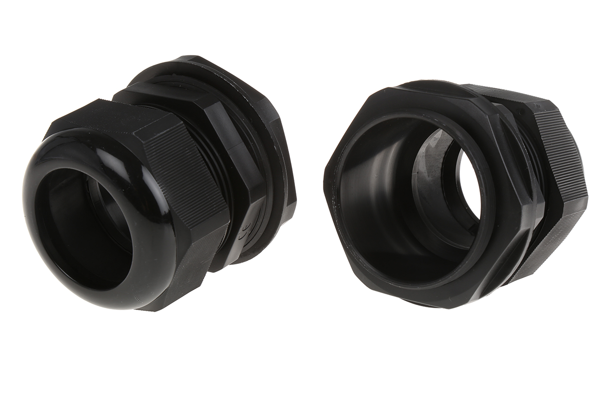 HellermannTyton NGM Series Black Nylon Cable Gland, M63 Thread, 34mm min., 44mm max., IP68