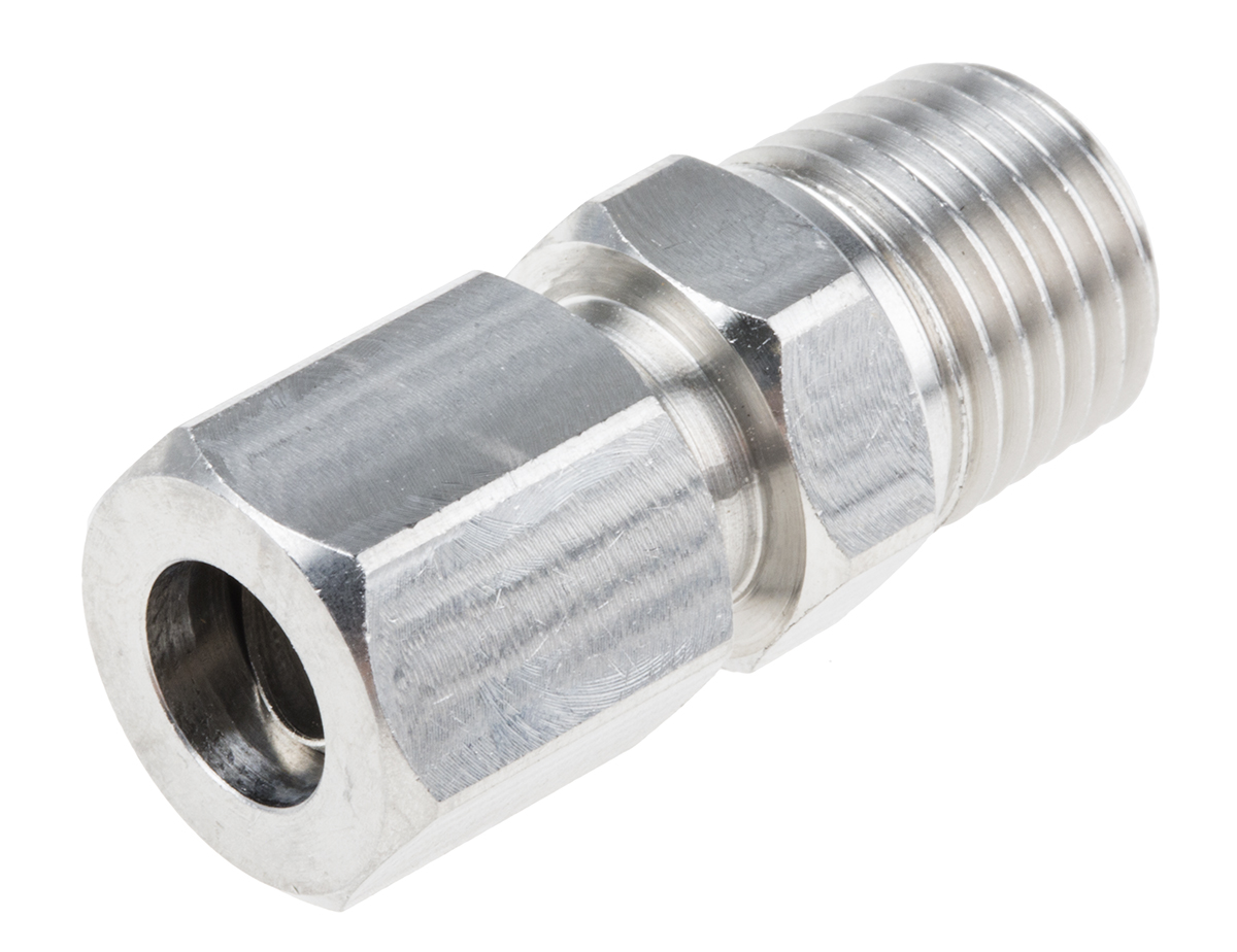 RS PRO 1/4 NPT Compression Fitting for Use with Thermocouple or PRT Probe, 8mm Probe, RoHS Compliant Standard