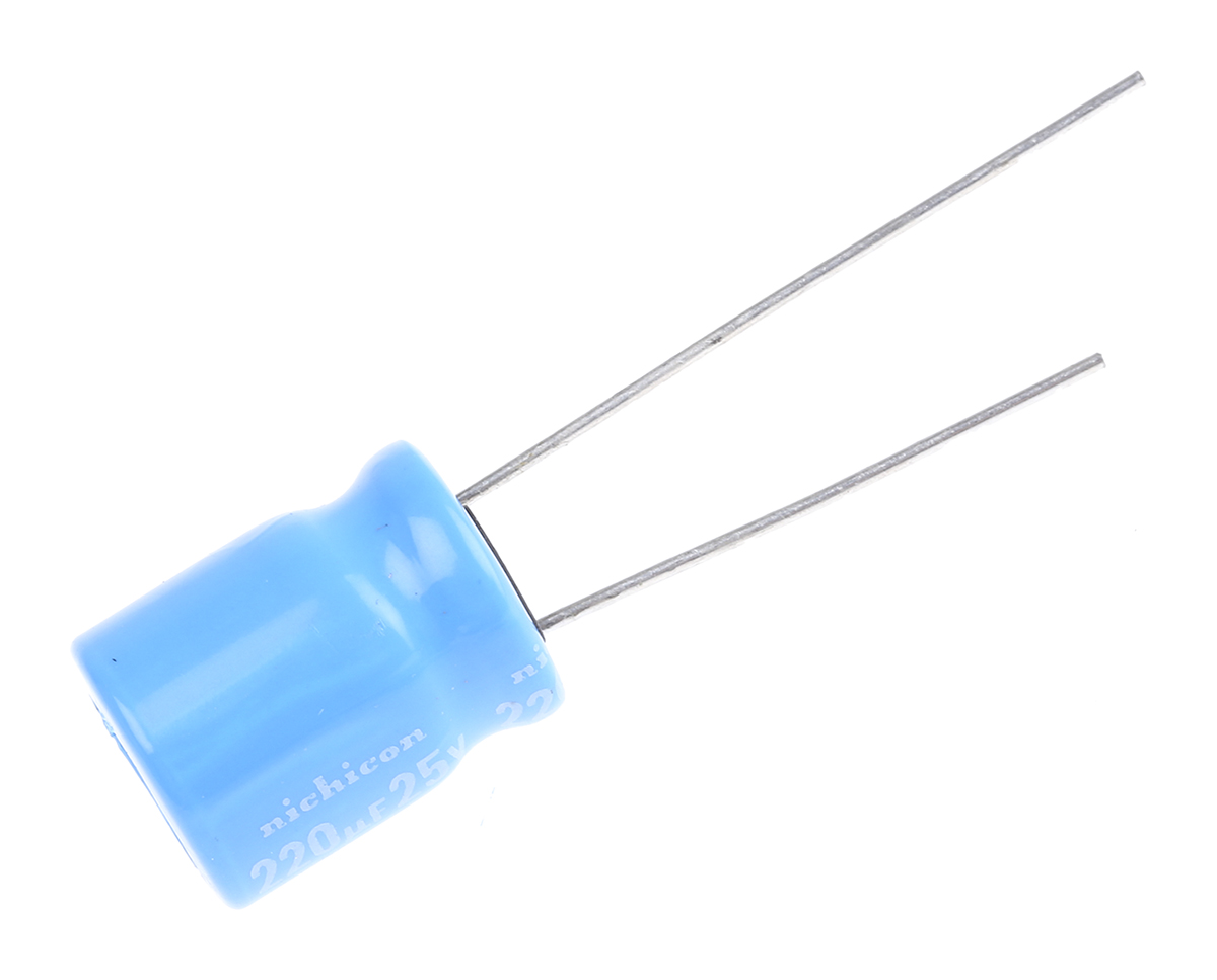 Nichicon 220μF Aluminium Electrolytic Capacitor 25V dc, Radial, Through Hole - UBT1E221MPD8