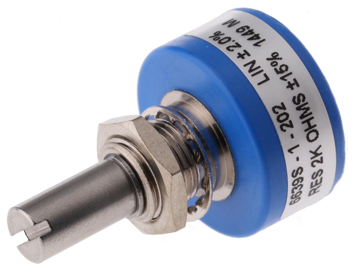 Bourns 6639 2kΩ Rotary Potentiometer Continuous-Turns 1-Gang Panel Mount, 6639S-1-202