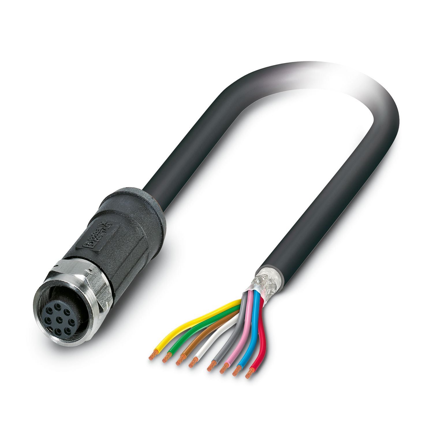 Phoenix Contact Female 8 way M12 to 8 way Free End Sensor Actuator Cable, 10 m
