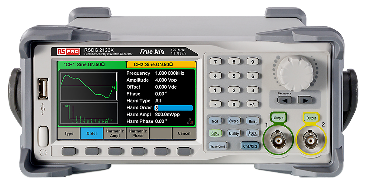 RS PRO Arbitrary Waveform Generator, 120MHz Max, 1 μHz Min - With RS Calibration