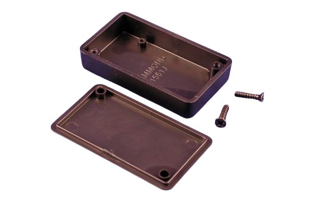 Hammond 1551 Series Black ABS Enclosure, IP54, Flanged, Black Lid, 60 x 35 x 15mm