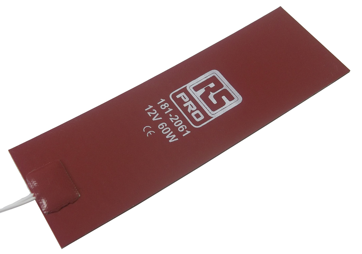 RS PRO Silicone Heater Mat, 60 W, 50 x 152mm, 12 V dc
