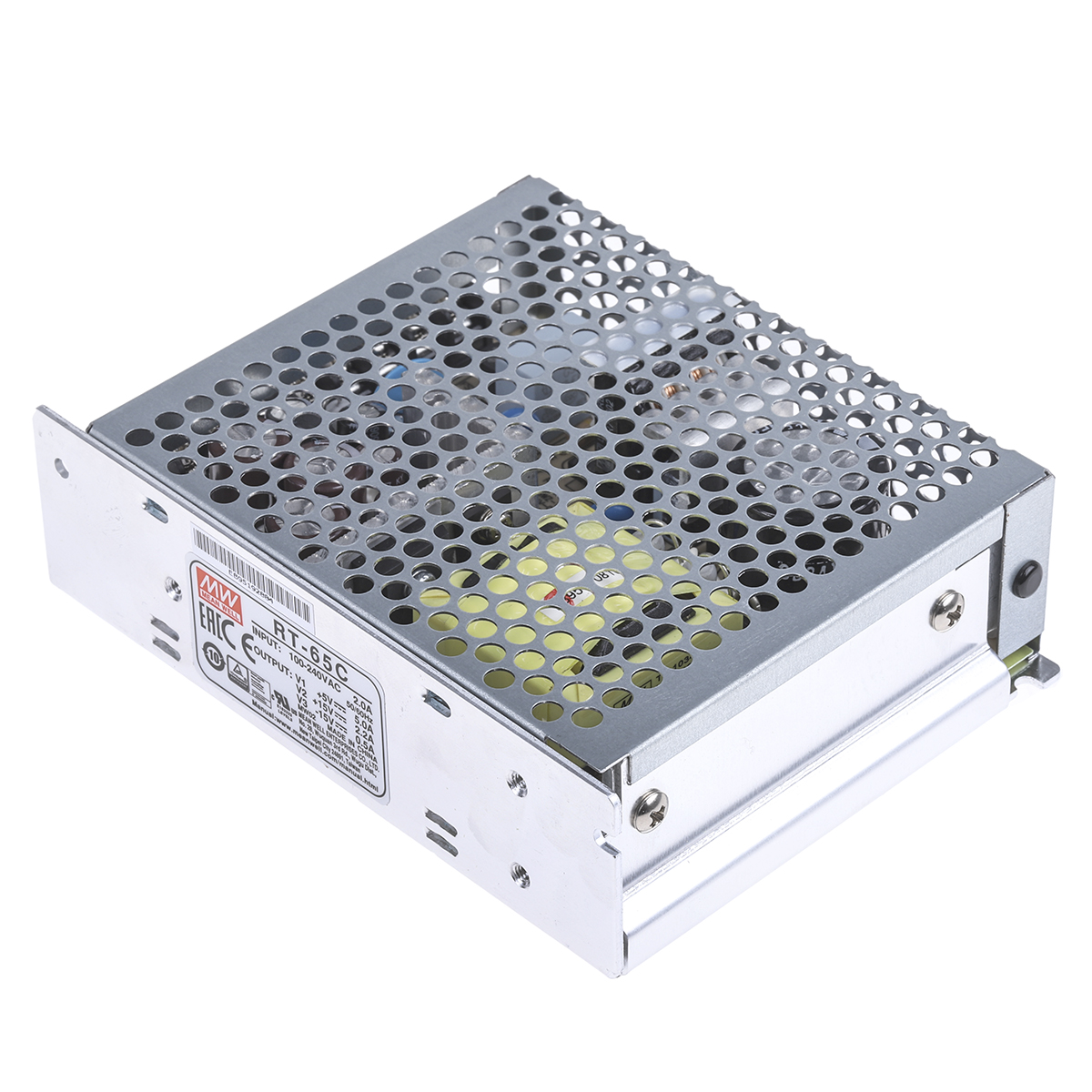 MEAN WELL Switching Power Supply, RT-65C, 5V dc, 2.2 A, 5 A, 500mA, 65.5W, Triple Output, 125 → 373 V dc, 88