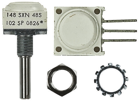 Vishay 148 10kΩ Rotary Potentiometer 2-Gang, Panel Mount (Through Hole), 14821F0GJSX13103KA